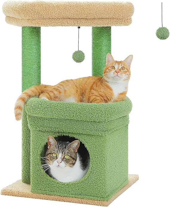 PAWZ Road Small Cat Tree for Indoor Cats, Multi-Level Cat Tower with Condo