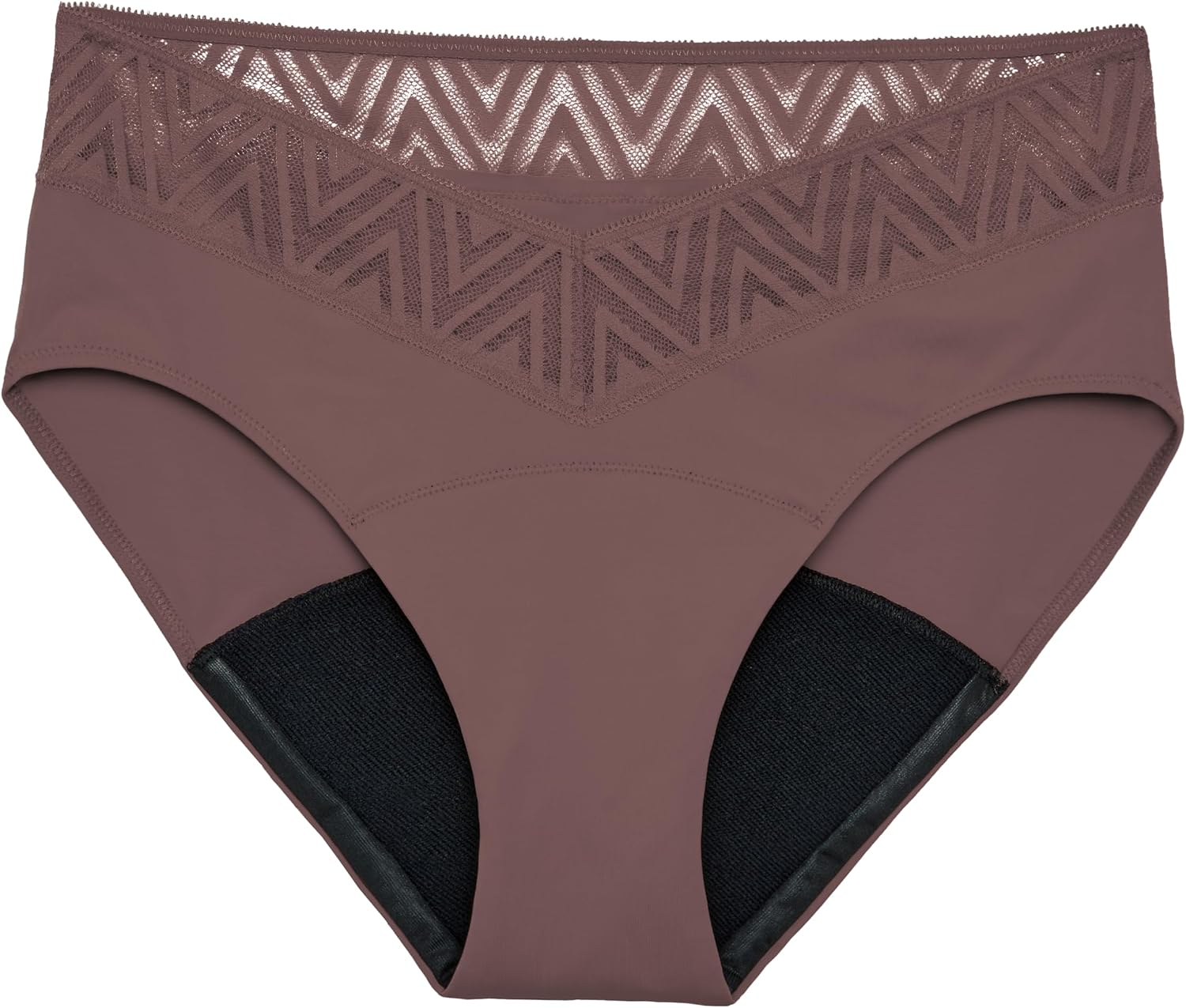 Thinx Period Underwear, Comfort-Stretch Hip Huggers, Holds Up to Regular 12 Tampons, FSA HSA Approved Period Panties, Menstrual Underwear for Women, Leakproof & Reusable, Hazelnut wLace, M