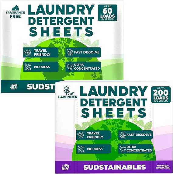 30 Unscented and 100 Lavender Laundry Detergent Sheets Bundle