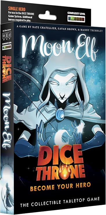 Dice Throne | Moon Elf Hero Pack | Five Custom Dice And 32 Hero Cards | 2 To 4 Players | 90 To 120 Minutes