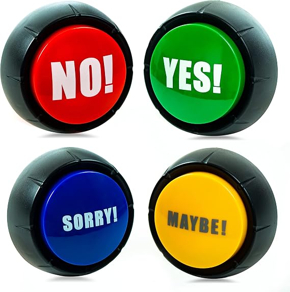 Granatan Yes No Maybe Sorry Sound Buttons, Set of 4 Talking Answer Buzzers