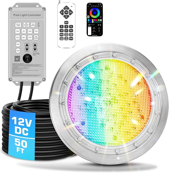 10 Inch LED Pool Lights for Inground Pools, 12V DC RGBW Color Changing