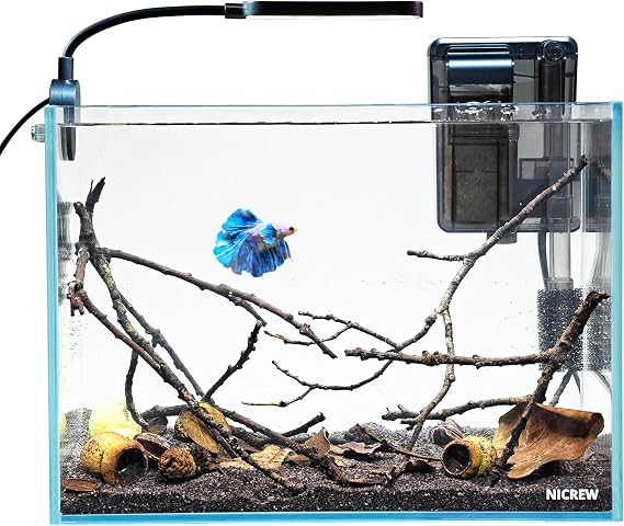 NICREW 2.5 Gallon Nano Nature Aquarium Kit Betta Fish Tank, Basic, Clear