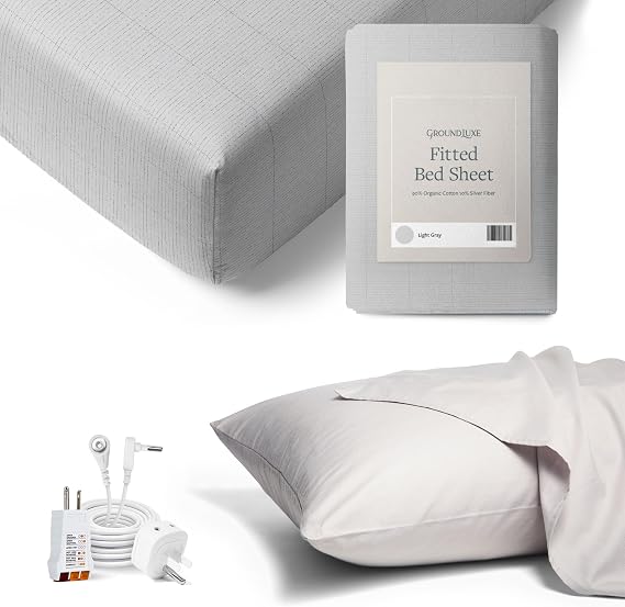 GroundLuxe King Light Gray Sheet & Pillowcase Bundle