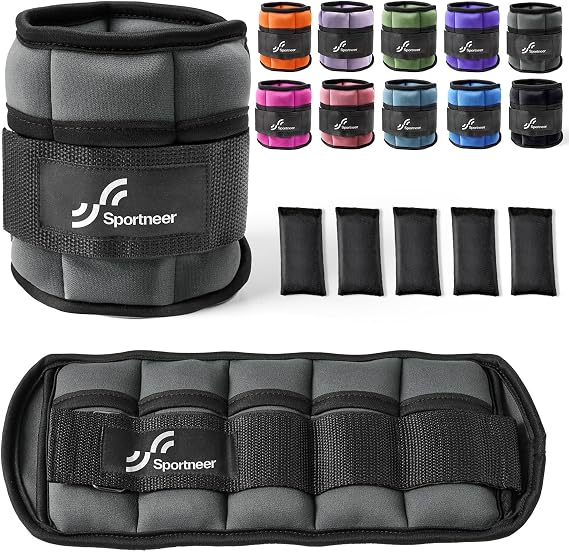 Sportneer Ankle Weights Adjustable Ankle Weights Set Wrist Strap 0.45kg - 2.25kg Each Ankle, 0.9kg - 4.5kg a Pair