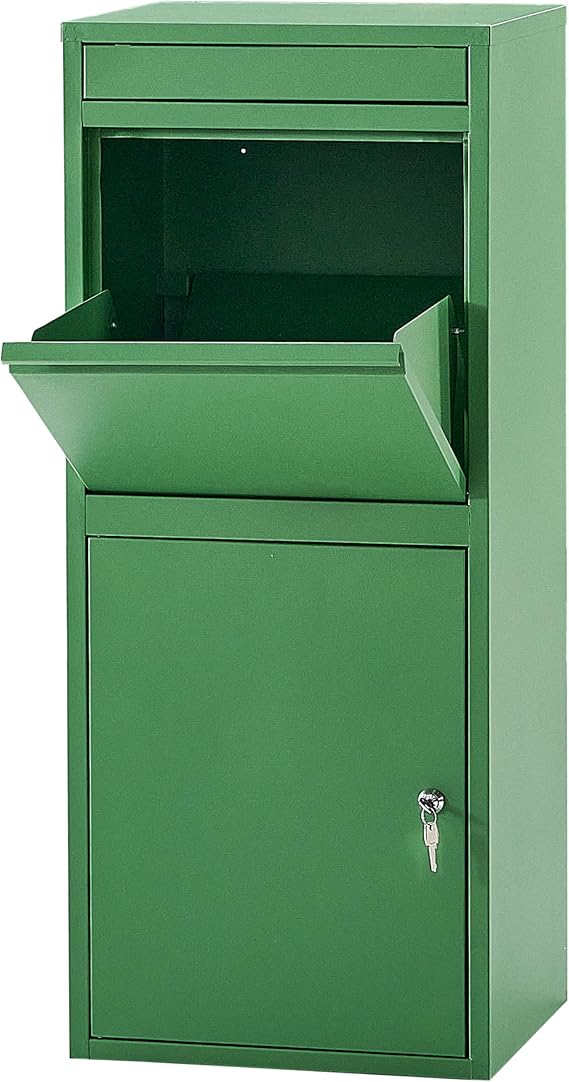 Extra Large Parcel Box Outdoor Parcel Delivery Box Parcel Drop Box Metal Post Box for Internet Deliveries,Wall Mountable Weatherproof Sturdy Mailbox Home Porch - Atahome Cappadocia (Green)