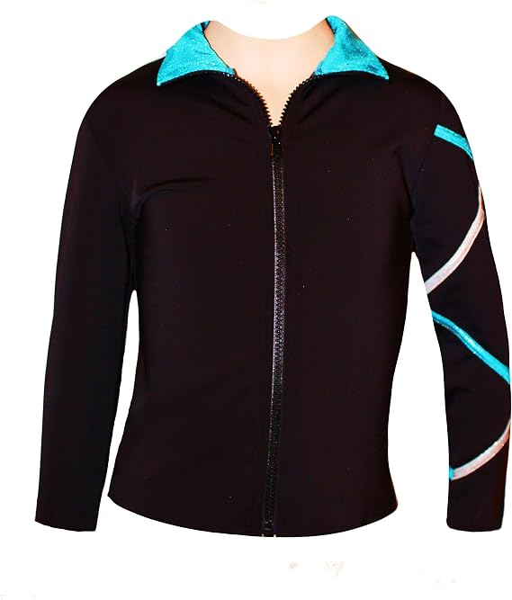 Ice Fire Figure Skating Criss Cross Jacket Silver/Turquoise Kids Small
