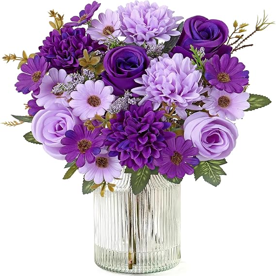 Artificial Flowers Purple 2 Bunches Silk Flowers Faux Flowers
