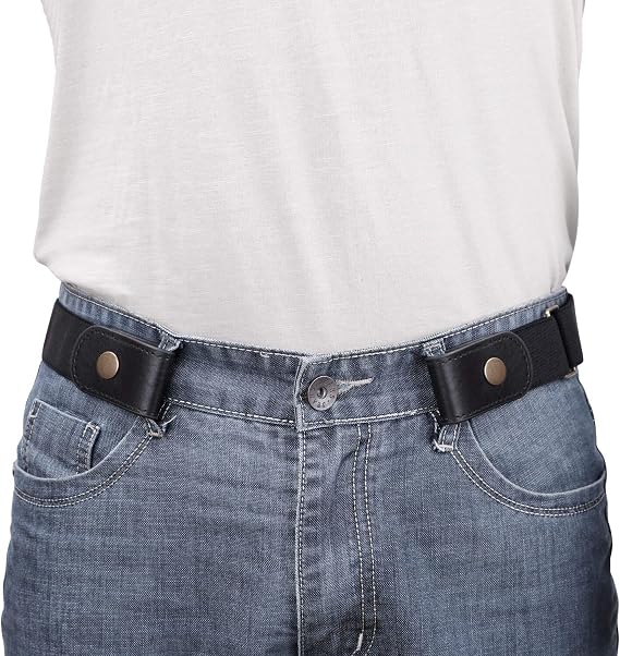 WERFORU No Buckle Show Belt for Men Buckle Free Stretch Belt for Jeans Pants 1.38 Inches Wide Father's Day Gift