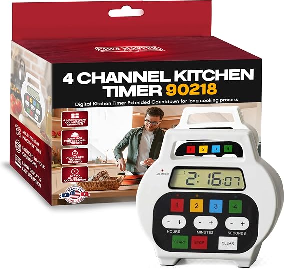 Chef Master 4-Channel Digital Kitchen Timer with LED Display