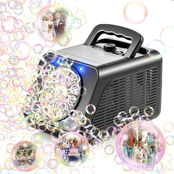 Tecnock Bubble Machine, Automatic Bubble Blower 15000+ Bubble Per Min, Bubble Machine for Kids Toddler, Portable Bubble Maker with 2 Speeds, Outdoor Toys for Parties, Birthday, Wedding