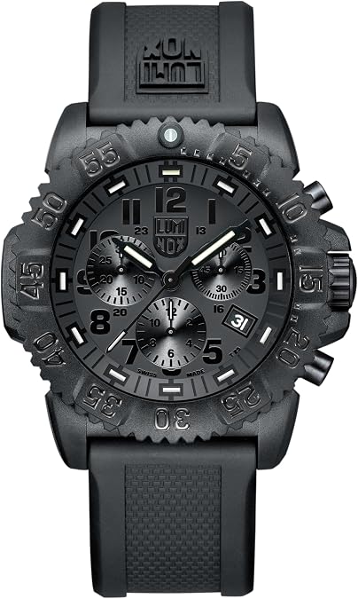 Luminox - Mens Watch - Chronograph 3080 Series 43 mm - X3.CZ81.BO - Mens Chronograph Watch - Swiss Quartz - Swiss Made - 200M Water Resistant - Hardened Mineral Crystal - CARBONOX Case - Genuine Rubbe