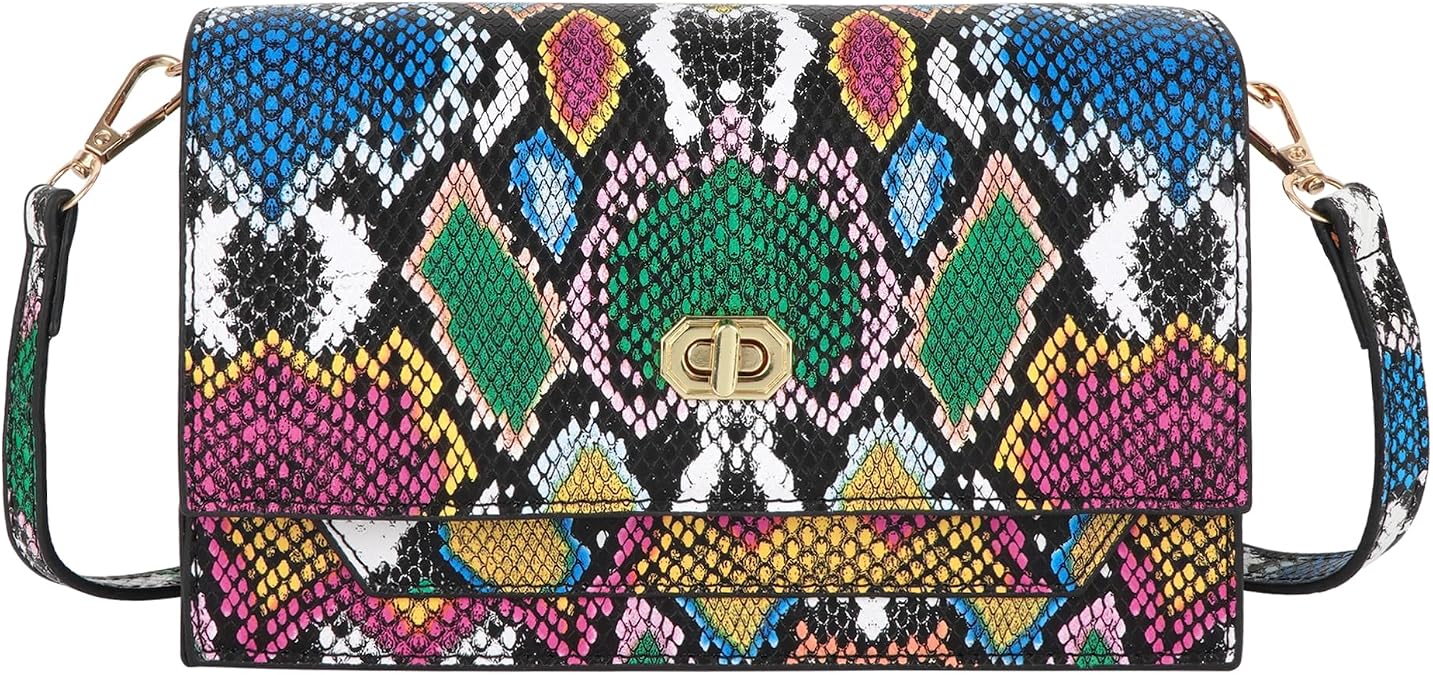 CLARA Women Fashion Snakeskin Pattern Clutch Handbag Envelope Bag Chain Shoulder Bag Evening Party Bag
