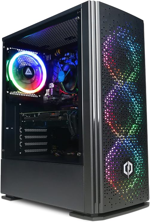 CyberPowerPC Wyvern Gaming PC - AMD Ryzen 5 4500, AMD Radeon RX 7600 XT 16GB, 16GB RAM, 500GB NVMe SSD, 650W 80+ PSU, Wi-Fi, Windows 11, Blaze RGB