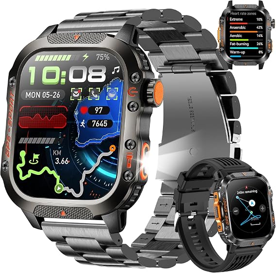 GPS Smart Watch for Men (Answer/Make Calls), 2.01'' Military Rugged