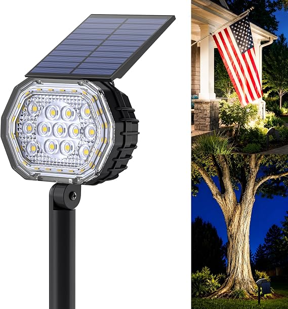 Solar Spot Lights Outdoor Waterproof, Solar Spotlights 1 Pack Neutral White