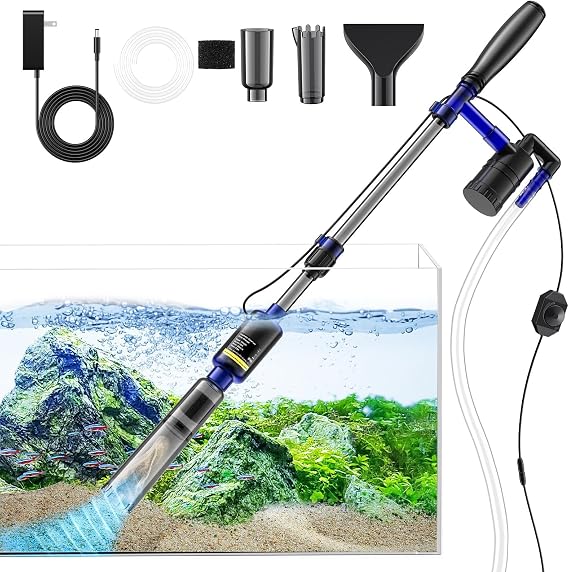 Fish Tank Cleaner - 530GPH/32W Aquarium Gravel Cleaner, Electric Fish Tank Cleaning Tools, Adjustable Water Flow Fish Tank Gravel Cleaner Vacuum, Aquarium Cleaner Kit for Water Changing, Wash Sand