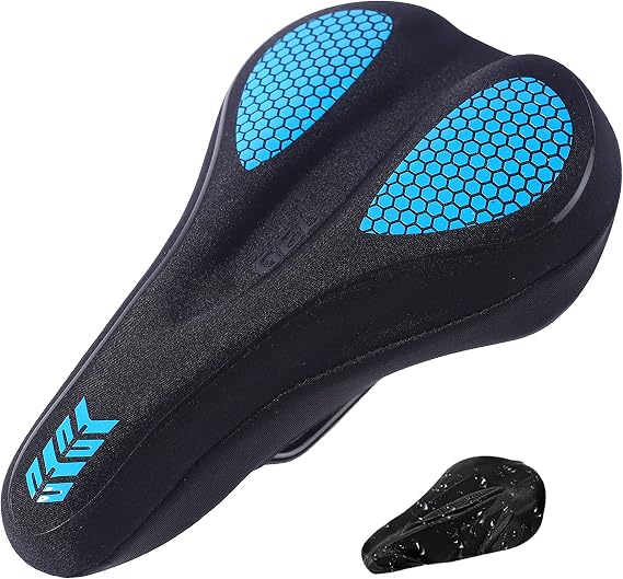 DEERU Gel Bike Seat Cover (11x7.5 inch)- Premium Bicycle Saddle Pad, Extra Gel Cushion- Bike Saddle Cushion, Bike Seat Cover with Water & Dust Resistant Cover, Fits Narrow Seats