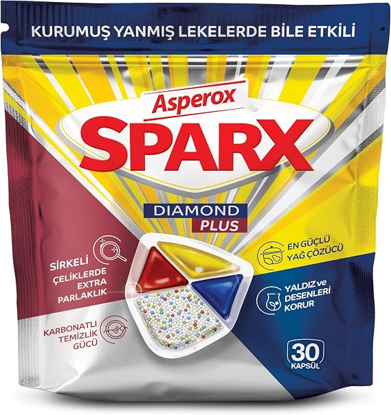 Asperox Sparx Diamond Plus 30'lu Bulaşık Makinesi Deterjanı