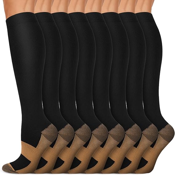 Copper Compression Socks For Men & Women Circulation-Best For Medical Running Hiking Cycling 15-20 mmHg
