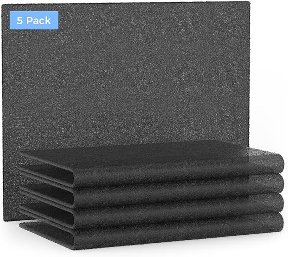 DH-JHD08 Washable Air Filter Replacement for Dust, Hair, Pet Dander, Lint, Fibers - Washable Version (Black), 5 Pack