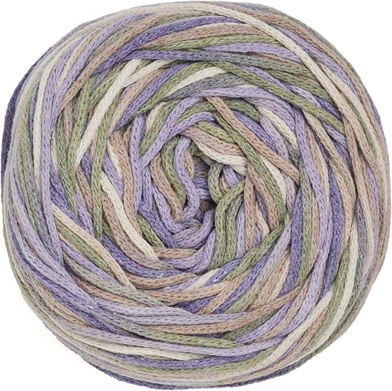3mm Cotton Macrame Multicolor, Braided 142 yds 4 Medium Aran Colorful Ombre Cake Yarn, Variegated Rainbow Macrame Cord for Knitting, Crochet and Knotting, DIY Craft Cord