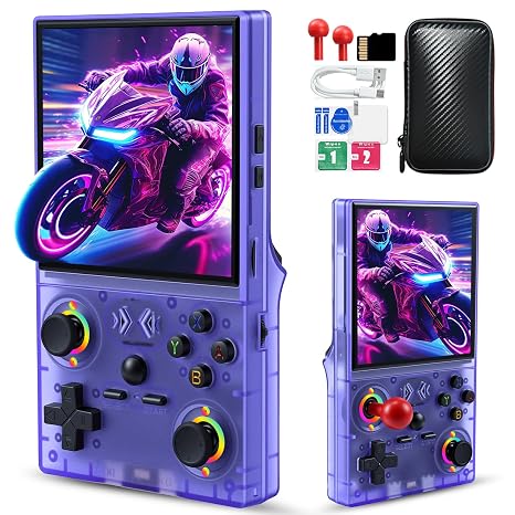 UYTGXEN XF40V Retro Handheld Game Console with 2*Detachable Long Joysticks, 4.0-Inch HD IPS Screen Retro Gaming Console, Preloaded Classic Games with Multiple Emulator, Pocket Video Gaming