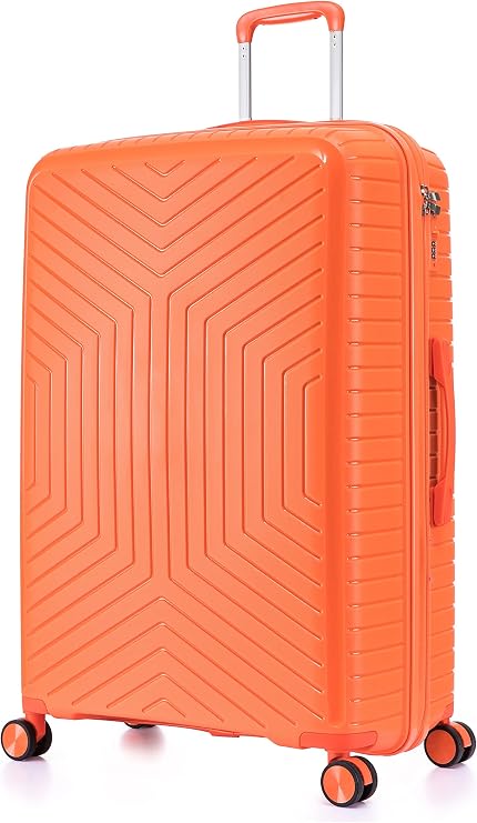 DK Luggage 28" Large Hard Shell Polypropylene PP Suitcase 4 Wheel Spinner Luggage PP20 Orange