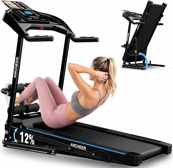 Smart Treadmill with Sit Up, Foldable Treadmills for Home with Incline