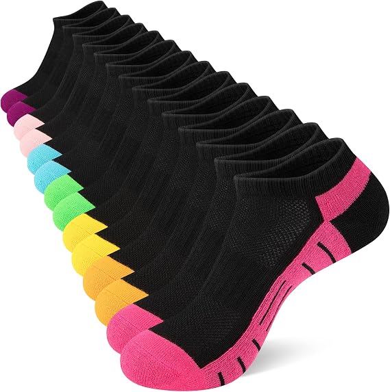 Heatuff 7 Pairs Ankle Socks Womens Athletic Cushioned Running Low Cut Socks for Women
