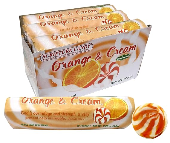 Scripture Candy, Orange and Cream Hard Candy Rolls, 9 Count