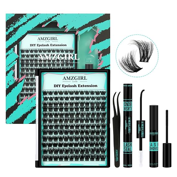 AMZGIRL Wispy Lash Clusters Kit, D Curl Lash Clusters with 3D Effect