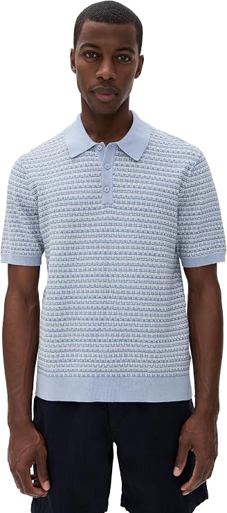 Wax London Men's Mini Geo Naples Knit Polo