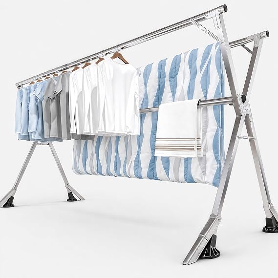 95 inch Windproof Clothes Drying Rack, Drying Rack Clothing Indoor Outdoor