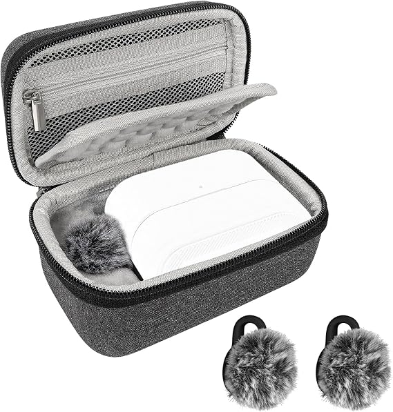 Geekria for Creators Microphone Carrying Case Compatible with Hollyland Lark M2S Charging Case with 2 Packs Windscreen Muff, Mic Hard Shell Travel Bag, Portable Bag with Windshield (Grey)