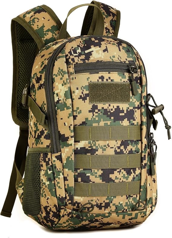 Small Tactical Backpack 10L 20L 30L Military Rucksack Water Repellent Molle Student School Daypack for Trekking Travelling Hiking Camping (#10L-Camo Green)