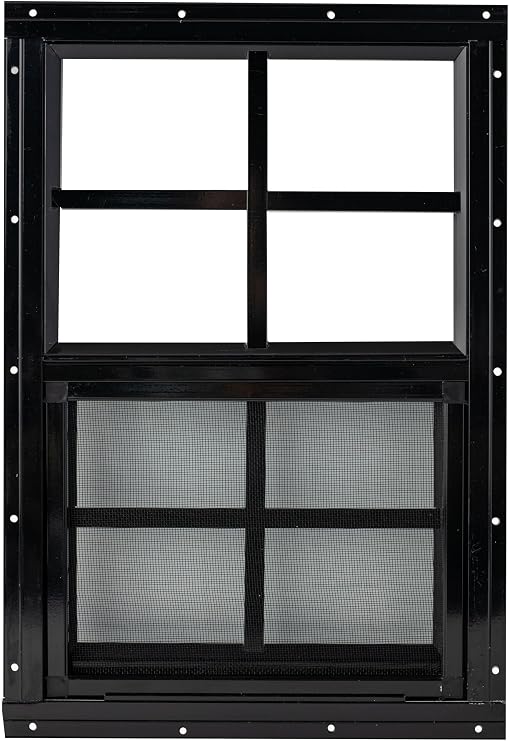 Shed Window 12x18 - Vertical Slider with Tempered Glass & Bug Screen (Black)