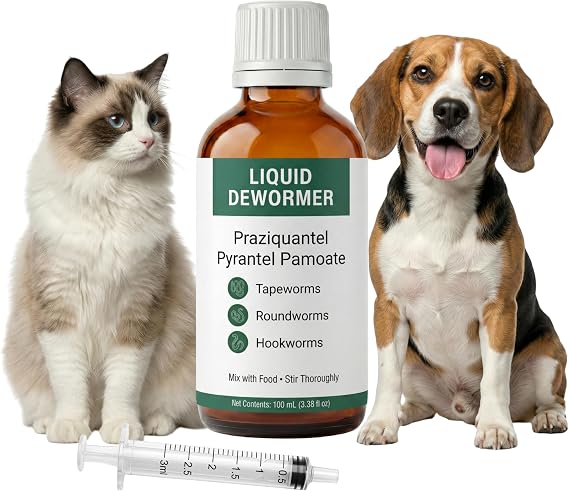 Cat & Dog Liquid Dewormer, Praziquantel & Pyrantel Pamoate, 3.38 fl oz
