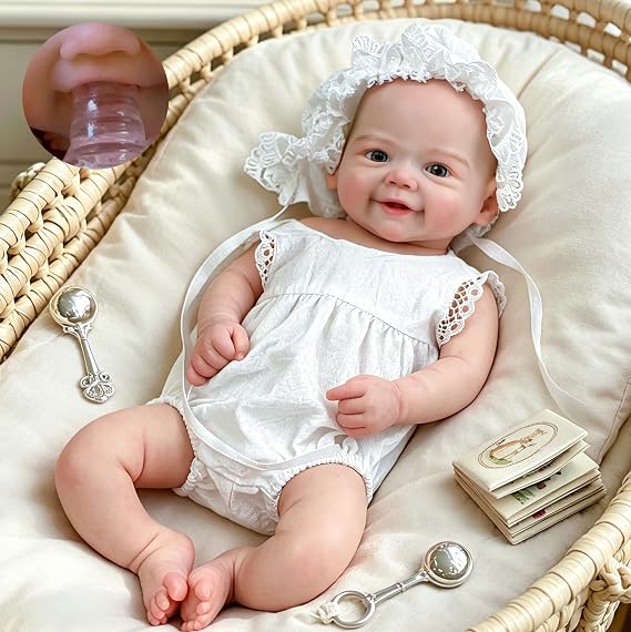 Gileutay 33cm Lebensechte Babypuppen Aus Vollsilikon Mädchen Silikon Reborn Babypuppen Wie Echte Neugeborene Spielzeug Für Kinder