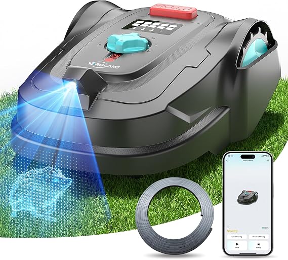 Auto-Charging, APP Control, Bow-Shaped Mowing for Lawns up to 8611 sq.ft (Dark Black)