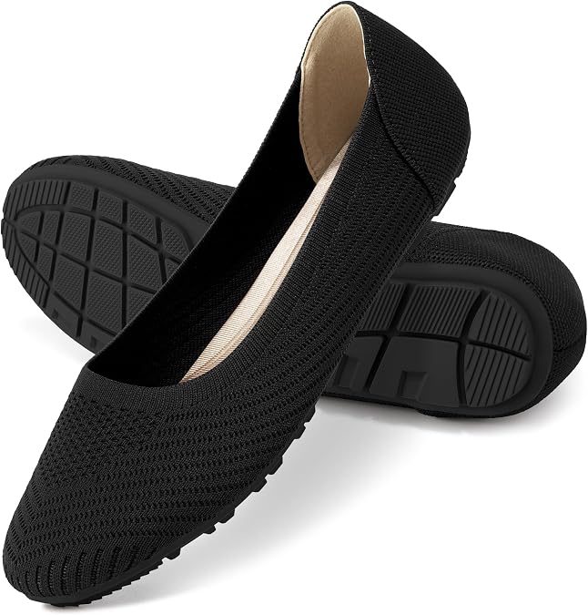Reimferce Women Comfortable Casual Flats: Lightweight & Anti-Slip for Outdoor Walking - Soft Insole & Breathable Knit for Confidence - Women 25-45