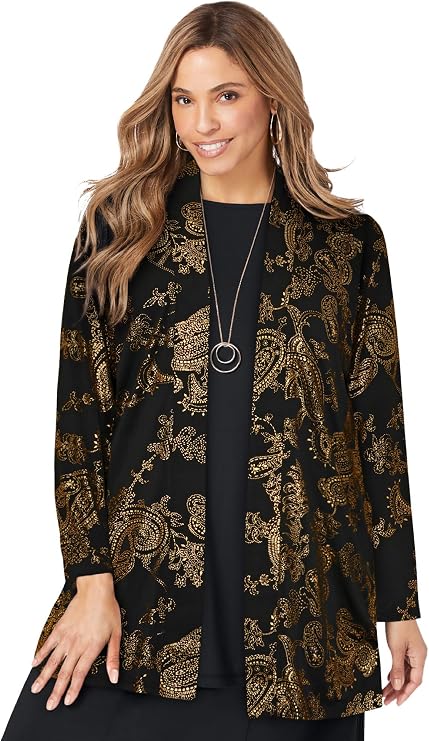 Jessica London Stretch Knit Open Front Knit Topper