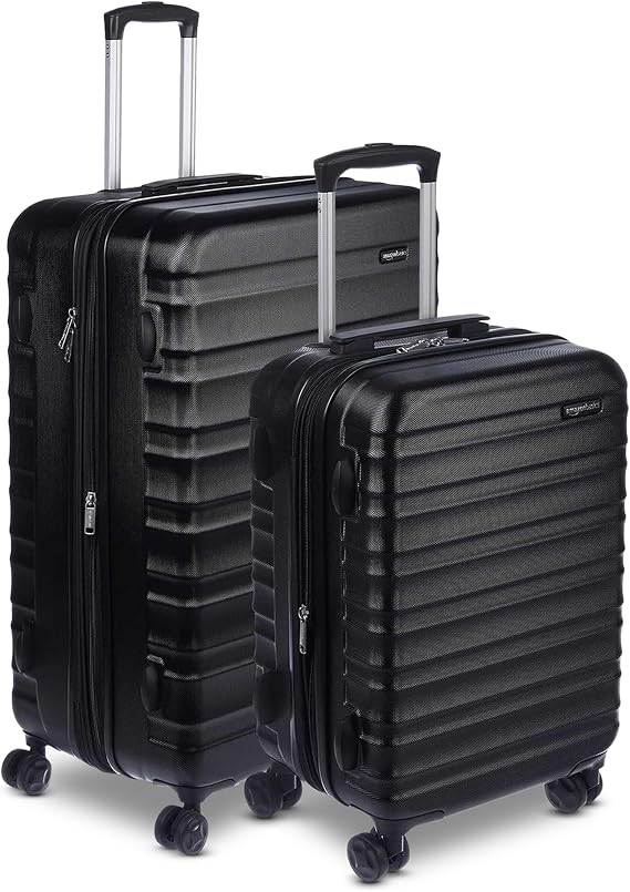 Amazon Basics 2-Piece Hardside Luggage Set (21" Carry-on, 30"), Expandable Suitcases with Spinner Wheels, Scratch-Resistant Surface, Black