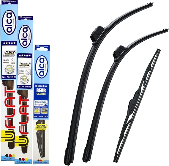 alca Wiper Blades Flat Hook Fits Kia Picanto 2011-2016 Full Set Front And Rear Wipers AH 22"16"12"ARC
