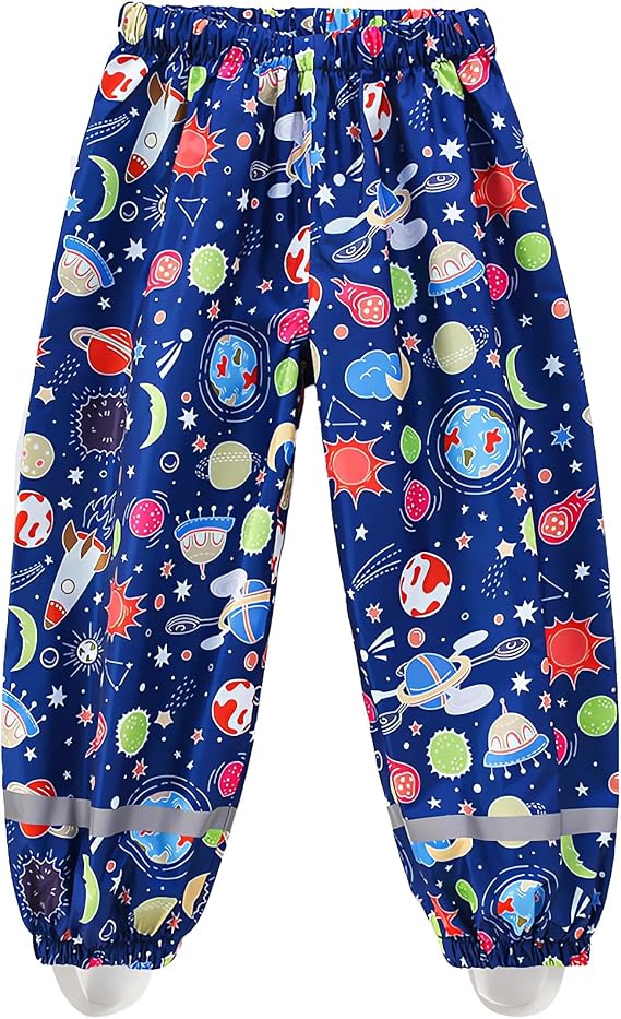 Toddlers Boys Girl Rain Pants Waterproof Dirty Proof Trousers Kids Rain Poncho Hood Rainwear Jacket Coat 1-12Years