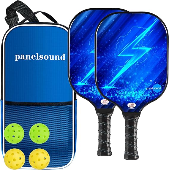 Pickleball Paddles Set of 2 or 4, USAPA Approved Fiberglass Pickleball Racket Set with 4 Outdoor Pickleballs and 1 Carrying Case