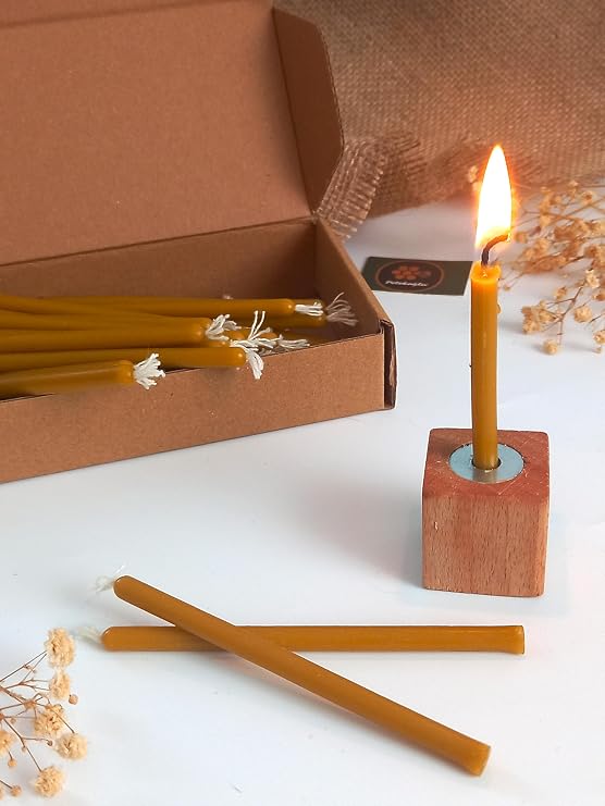 Petekoğlu Balmumu Mum 12 Adet Meditasyon Yoga Mumu Mumluk ile Birlikte 25 Dakika Yanma Süresi [Enerji Sınıfı A+++]