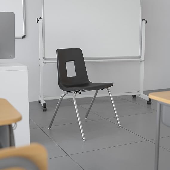 BizChair Black Student Stack School Chair - 16-inch