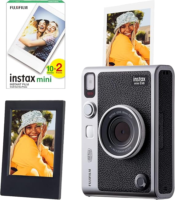 Instax Mini Evo Siyah Fotoğraf Makinesi 20li Film ve Çerçeve