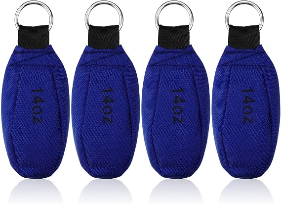 Oudain 4 Pieces Throw Weight Bags Bulk Arborist Climbing Rope Bags 14 oz / 400g Durable Multi-layer Outdoor Throw Bag Professional Multi Bag for Tree Rock Spelunking(Blue)